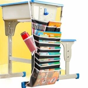 Multi-Pocket Hanging Book Bag Black